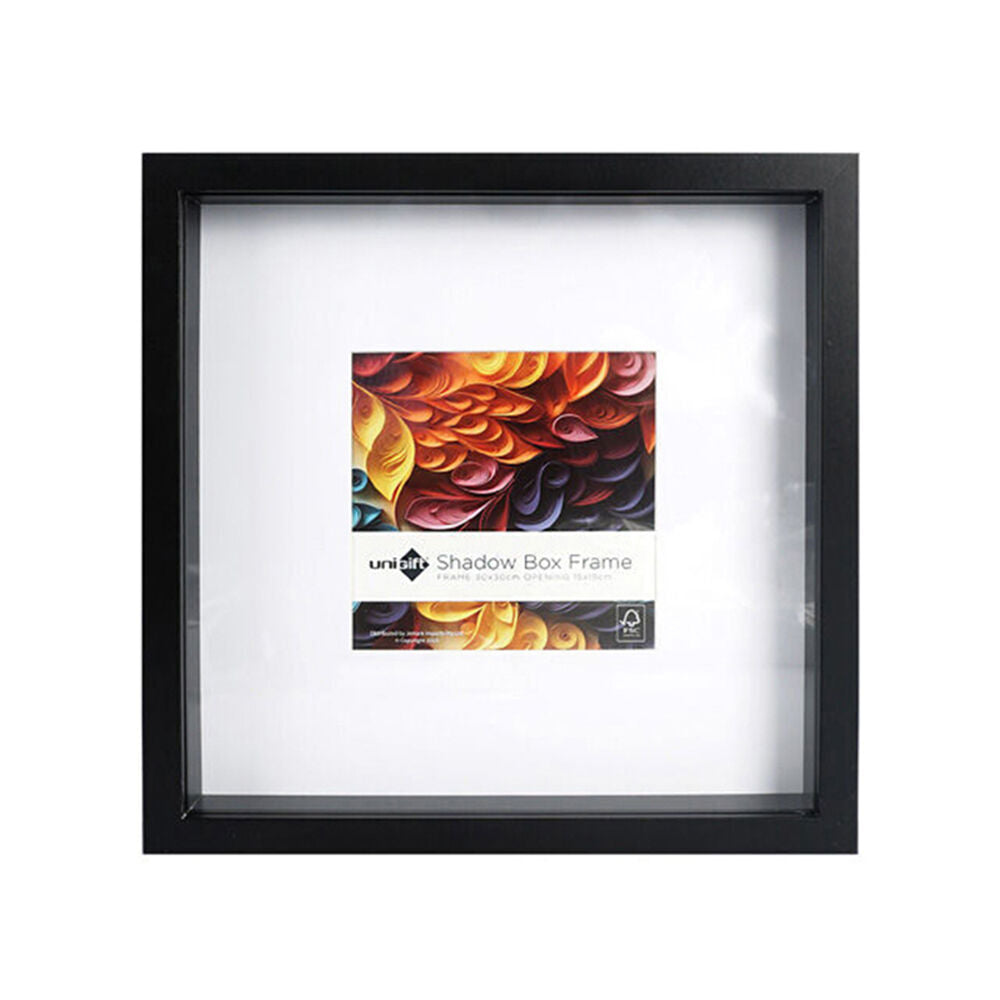 6PK Unigift Shadow Box Wooden/Glass Picture Photo Frame 30x30cm/15x15cm Black