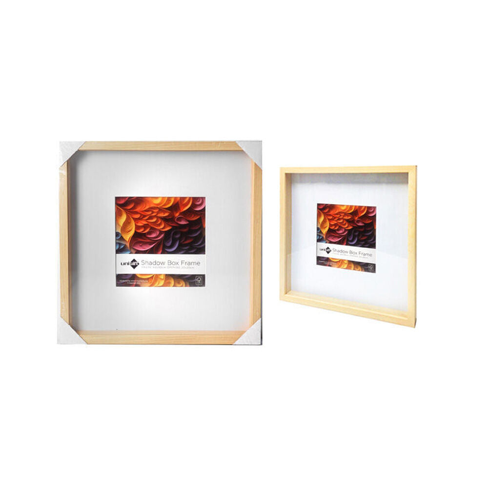 Unigift Shadow Box Wooden/Glass Picture Photo Frame 40x40cm/20x20cm Natural
