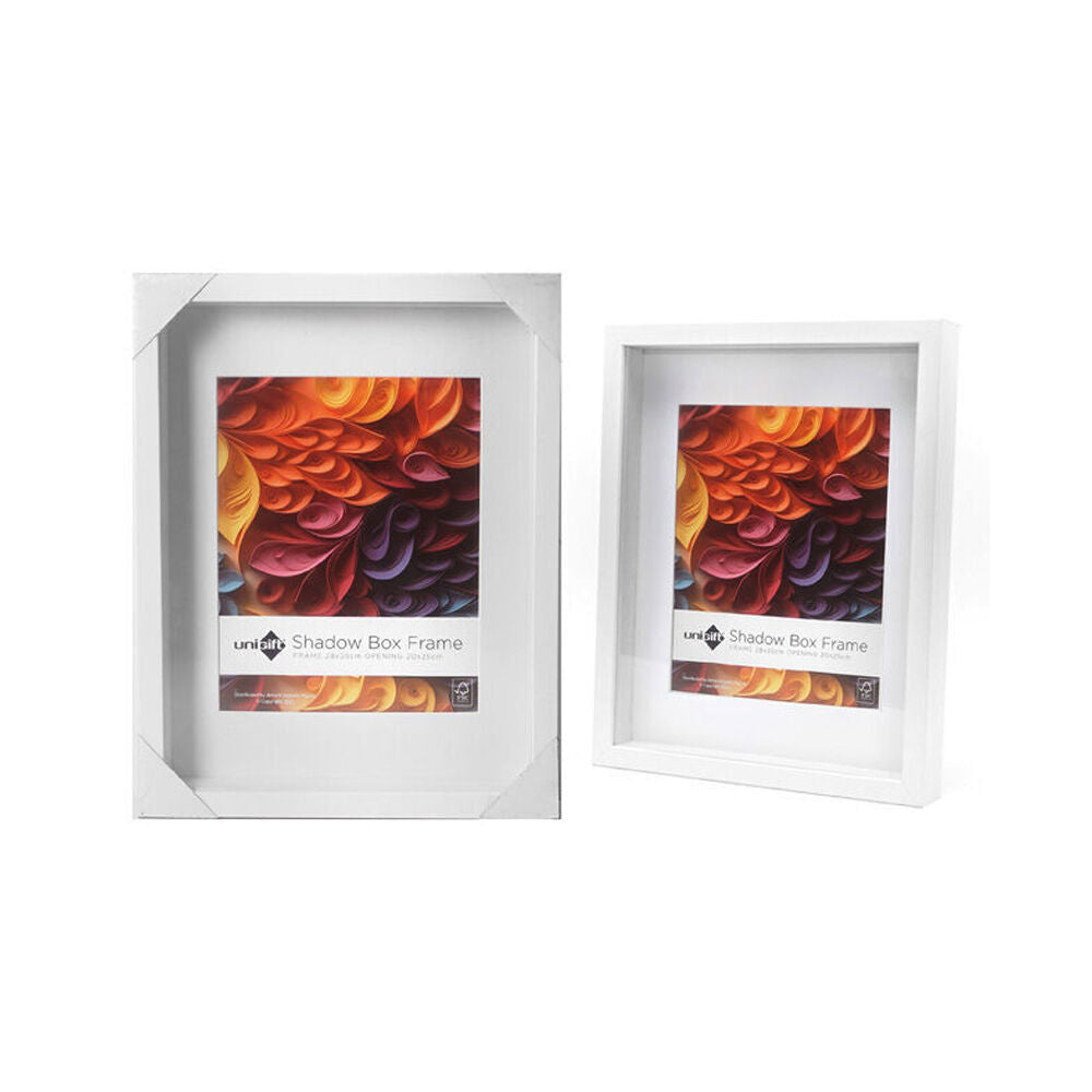 6PK Unigift Shadow Box Wooden/Glass Picture Photo Frame 28x35cm/20x25cm White