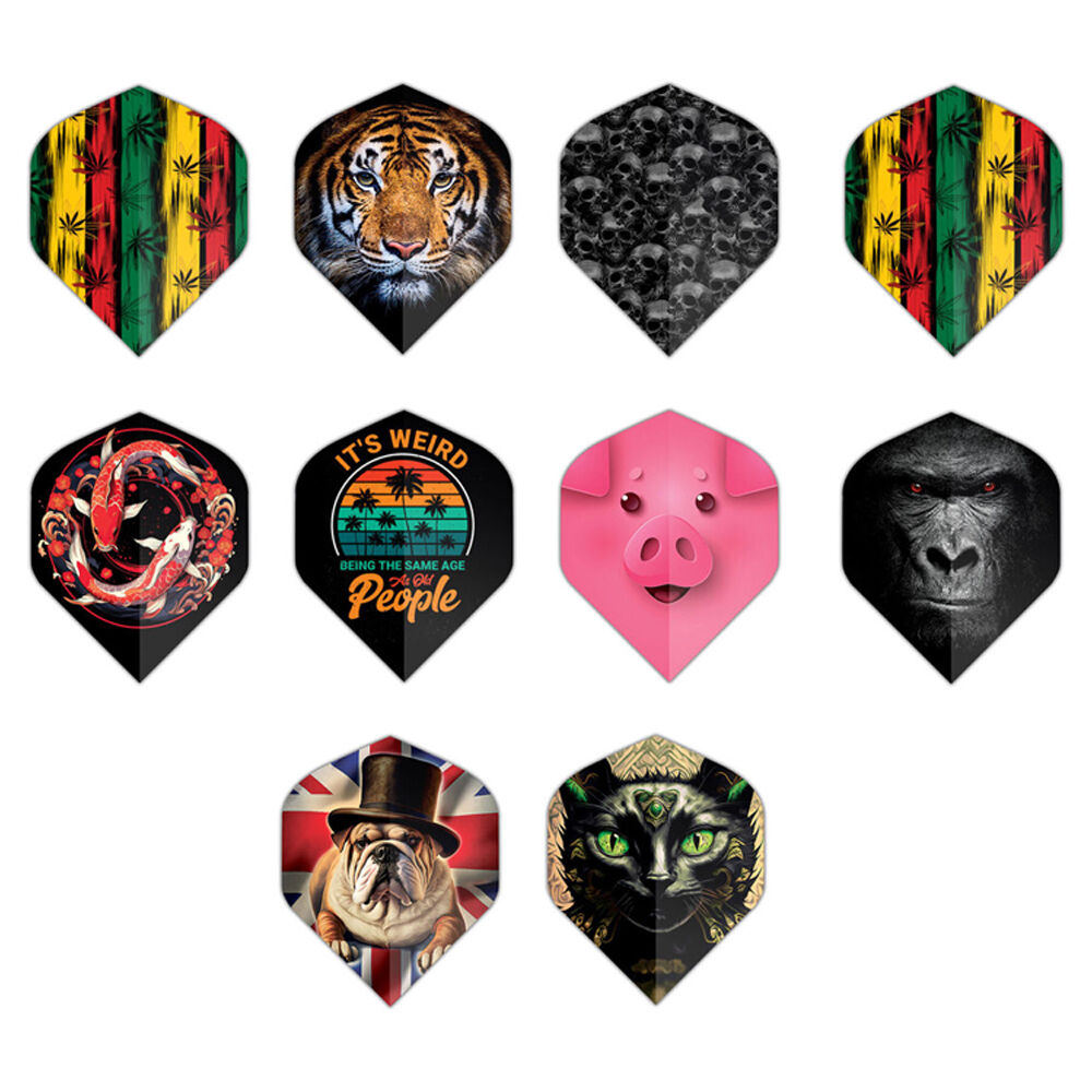 10x 3pc Formula Sports Polyester Emblem Dart Flights Standard Shape Assorted