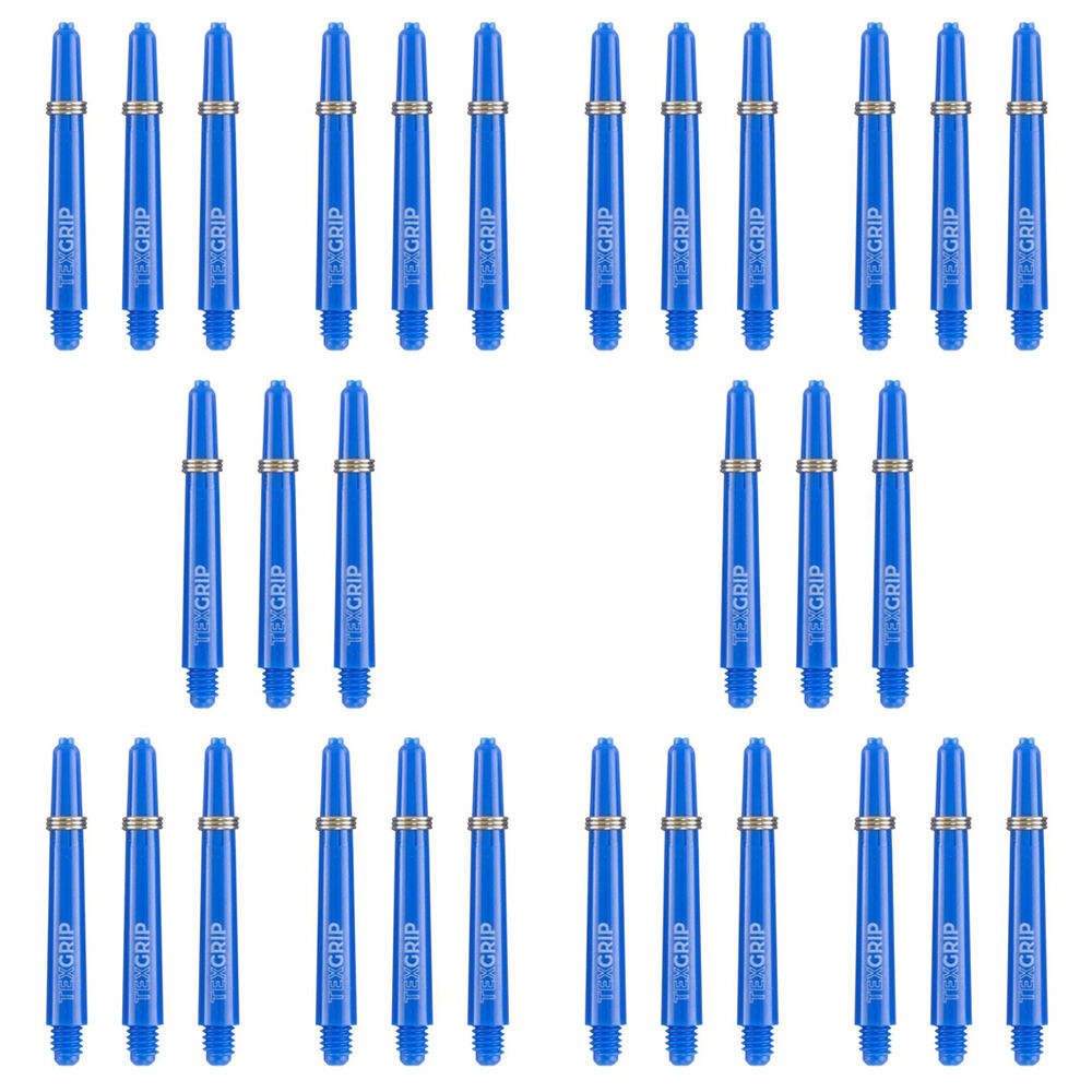 10x 3pc Tex Darts Grip Nylon Dart Shaft Stems Medium 48mm Blue