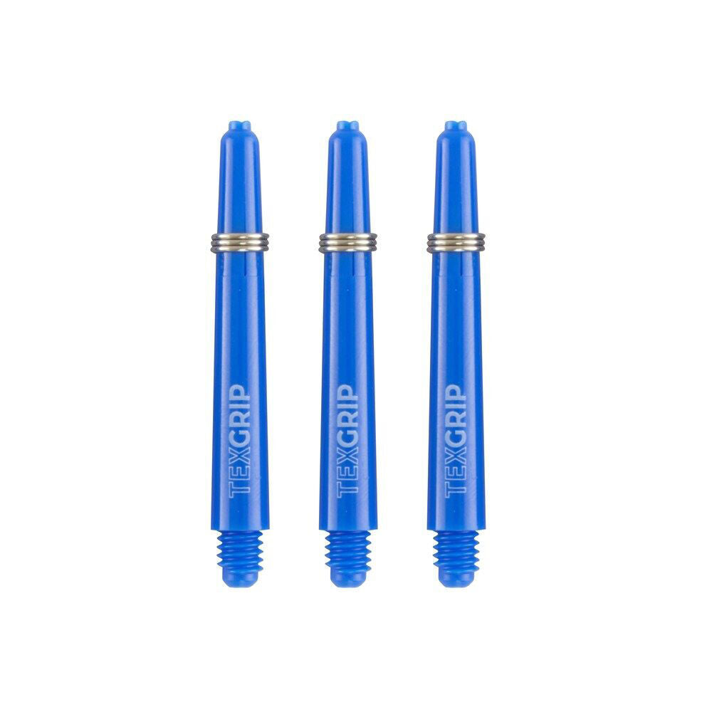10x 3pc Tex Darts Grip Nylon Dart Shaft Stems Medium 48mm Blue
