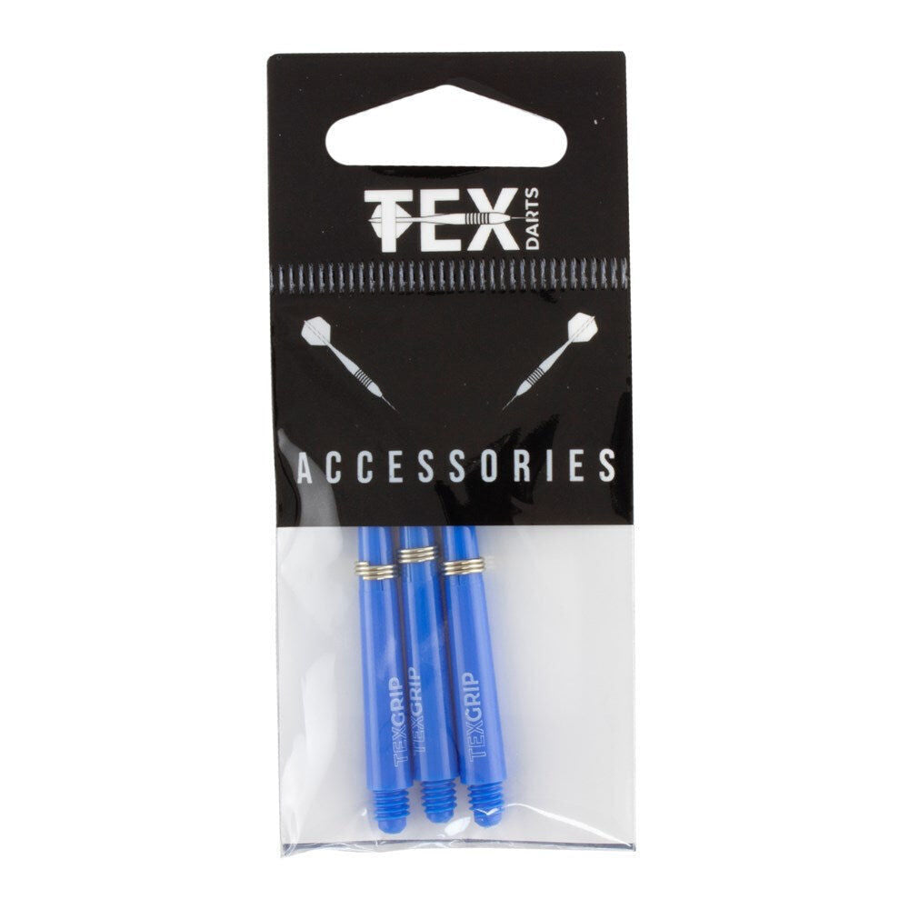 10x 3pc Tex Darts Grip Nylon Dart Shaft Stems Medium 48mm Blue