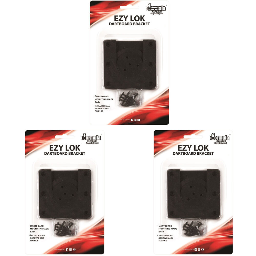 3PK Formula Sports Ezy Lok Dartboard Bracket Hanging Mount Black