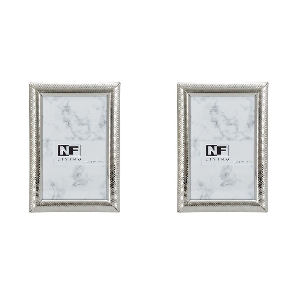 2PK NF Living Shine Bright Photo Frame 4x6 Modern Design Metal Silver