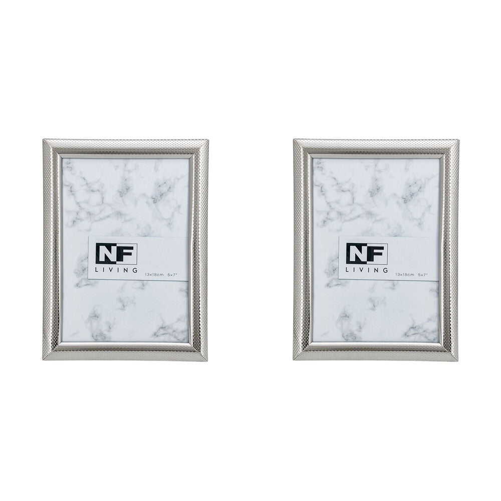 2PK NF Living Shine Bright Photo Frame 5x7 Modern Design Metal Silver