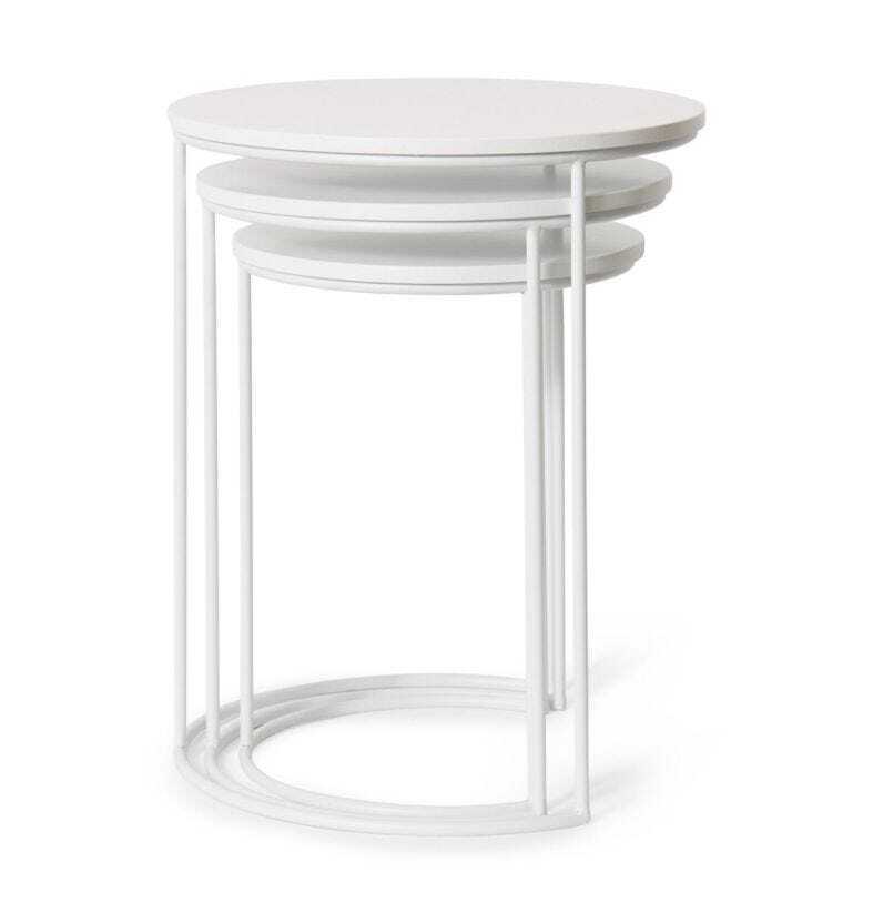 3pc E Style Duke Round Metal/MDF Side Table Set - White