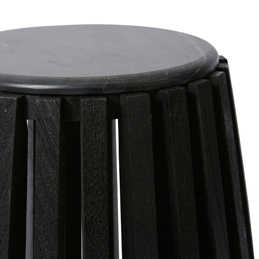 E Style Azuka Side Table Marble Top/Solid Acacia Wood 35x50cm - Black