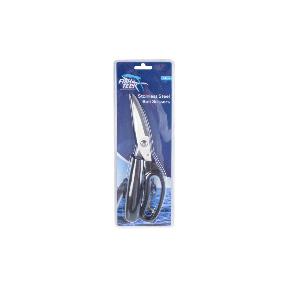 Fishteck 24cm Stainless Steel Bait Scissors - Black