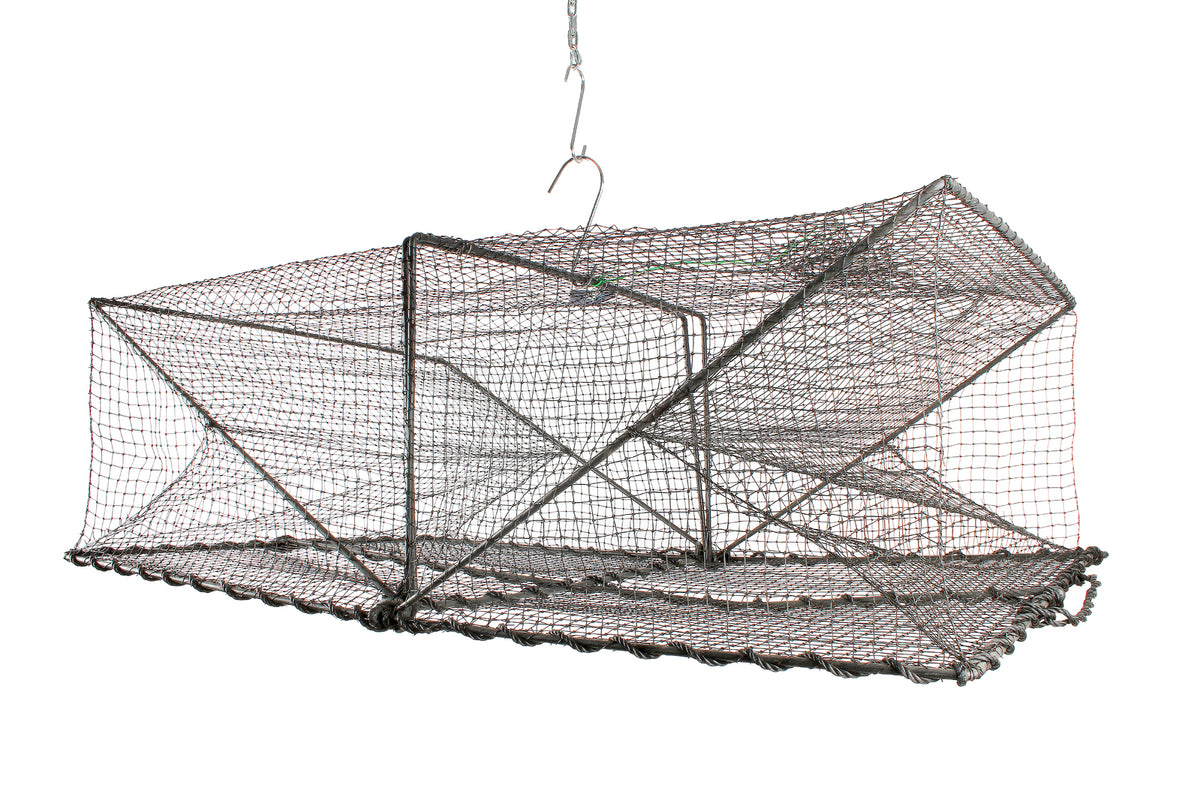 Fishteck 88x59cm Rectangular Yabbie Shrimp/Crab Trap - Black