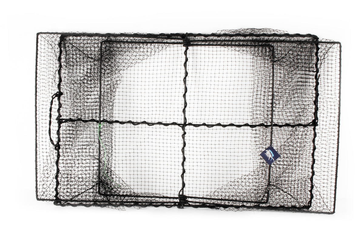 Fishteck 88x59cm Rectangular Yabbie Shrimp/Crab Trap - Black