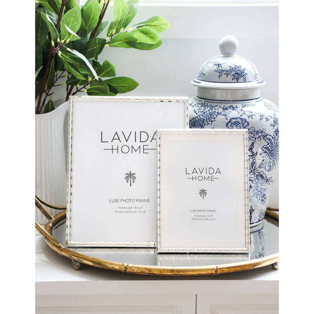 LVD Iron/Glass 8x10 Picture/Photo Frame Deluxe Home Decor Silver