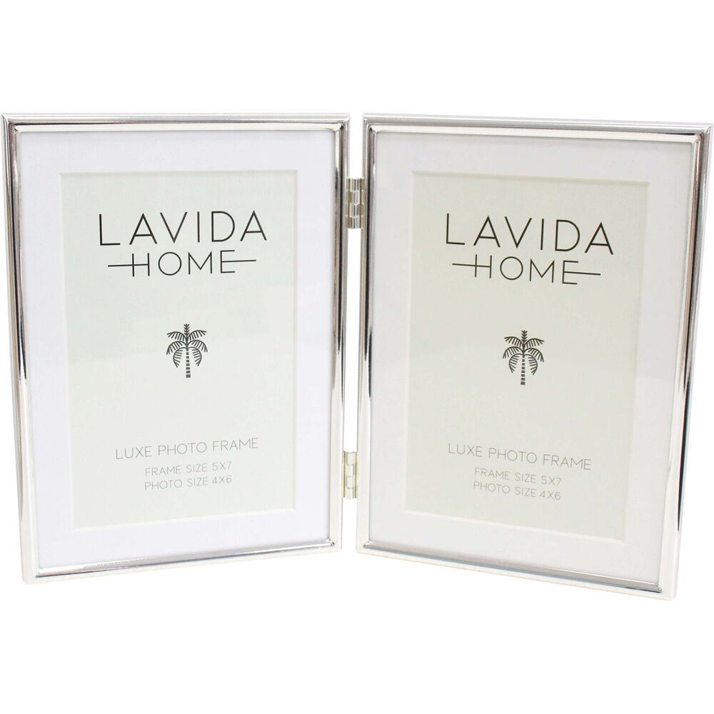 LVD Iron Glass Double Photo/Picture Frame 5x7 13.5x2.5x18.5cm Silver-Plated