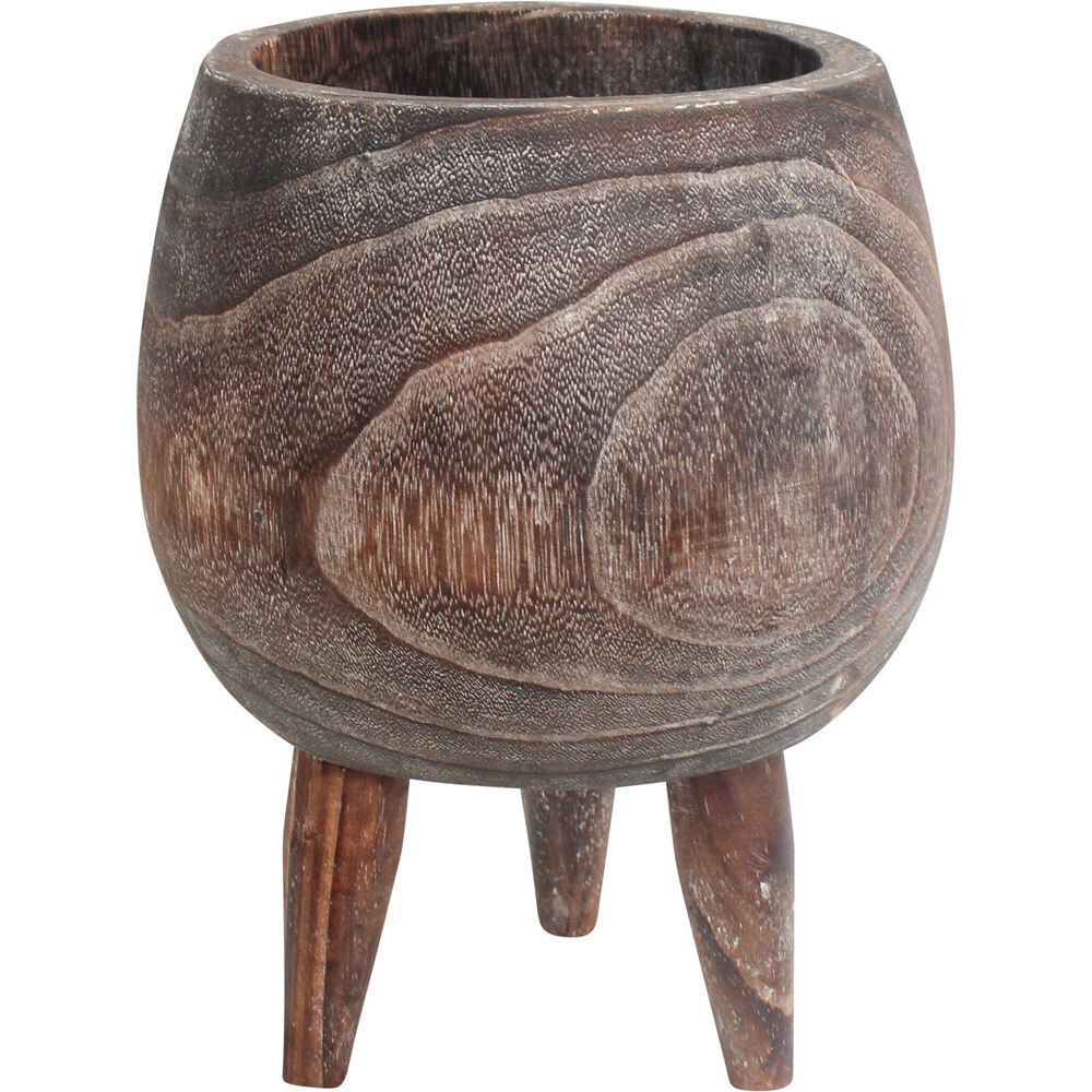 LVD Paulownia Wooden Outdoor Decorative Planter Pot Large 24x31cm Mocha