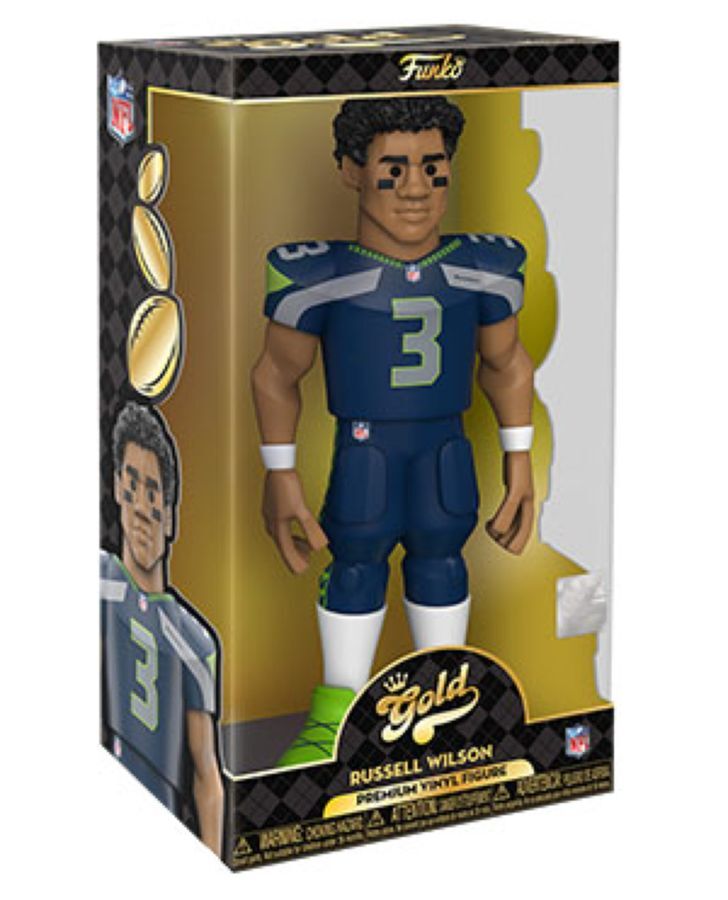 NFL Football Russell Wilson Seahawks Gold Vinyl Action Figure Toy 12in