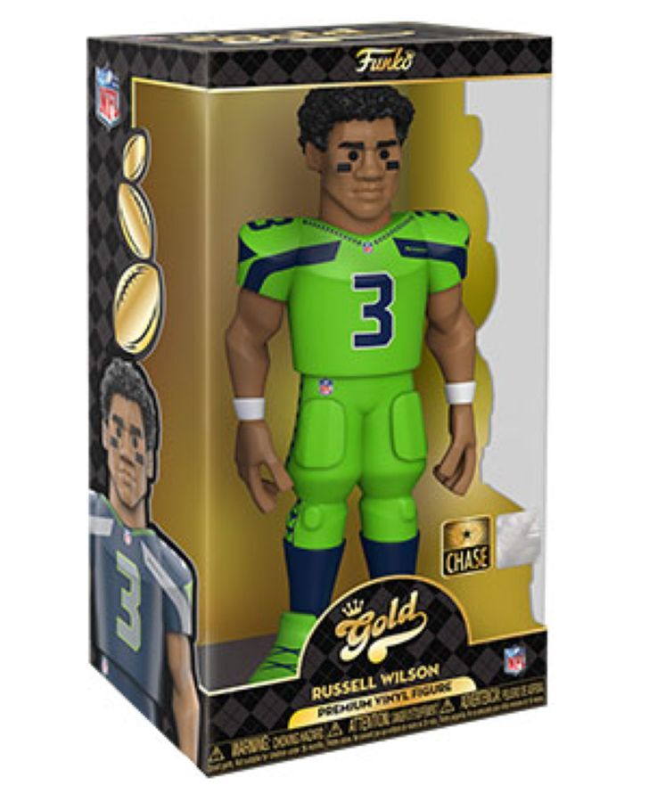 NFL Football Russell Wilson Seahawks Gold Vinyl Action Figure Toy 12in