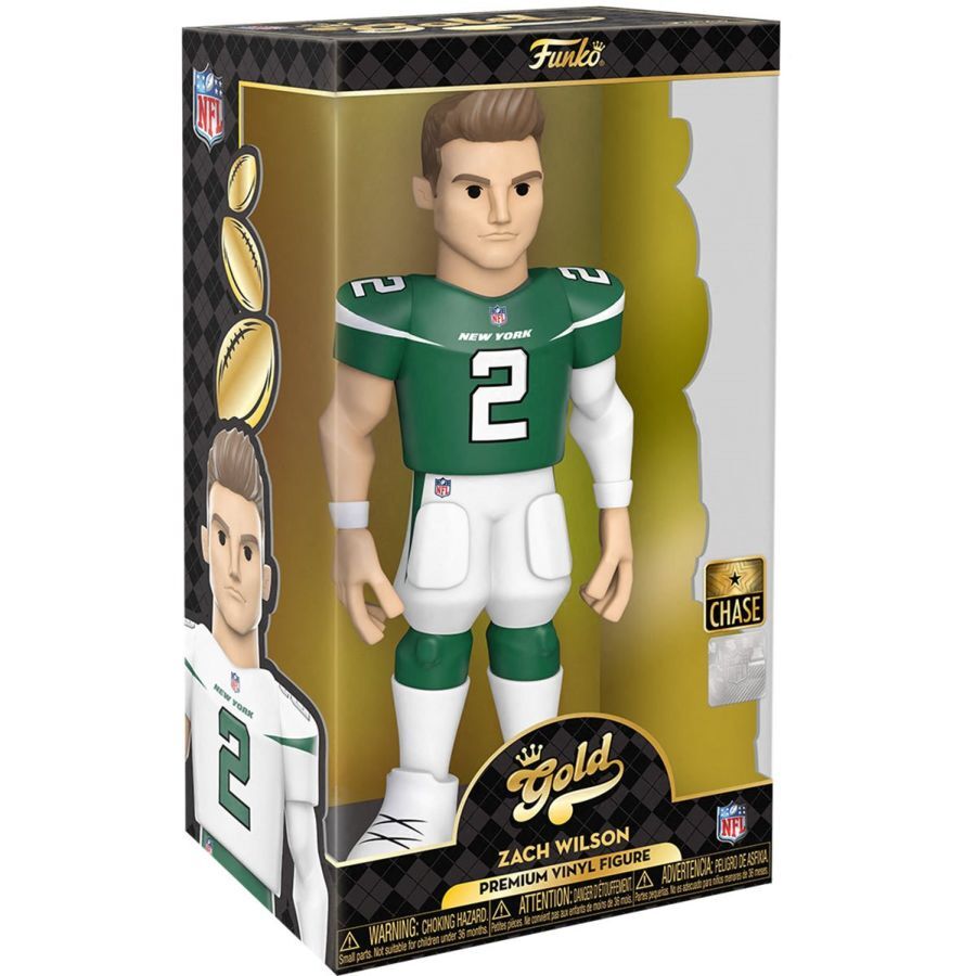 NFL Football Zach Wilson Jets Gold Vinyl Action Figure Toy 12in