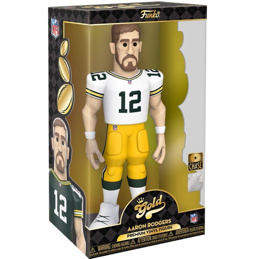 NFL Football Aaron Rodgers Packers Gold Vinyl Action Figure Toy 12in