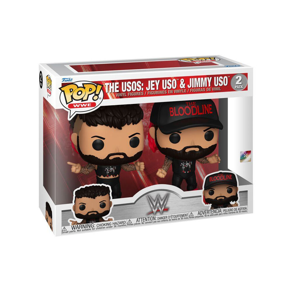 2pc WWE Uso Brothers Jey & Jimmy Uso Pop Vinyl Figures 4in 3y+