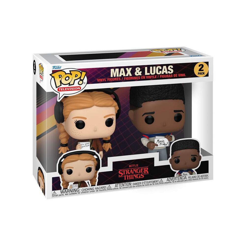 2pc Stranger Things Max & Lucas Pop Vinyl Figures 3.9/4.1in 3y+