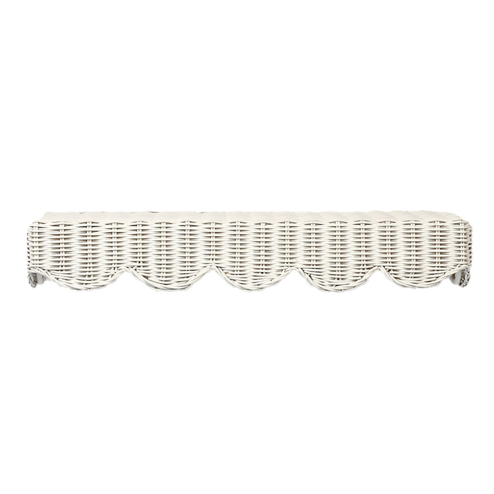 Belle Rattan Woven Hanging Wall Shelf 60x25cm - White