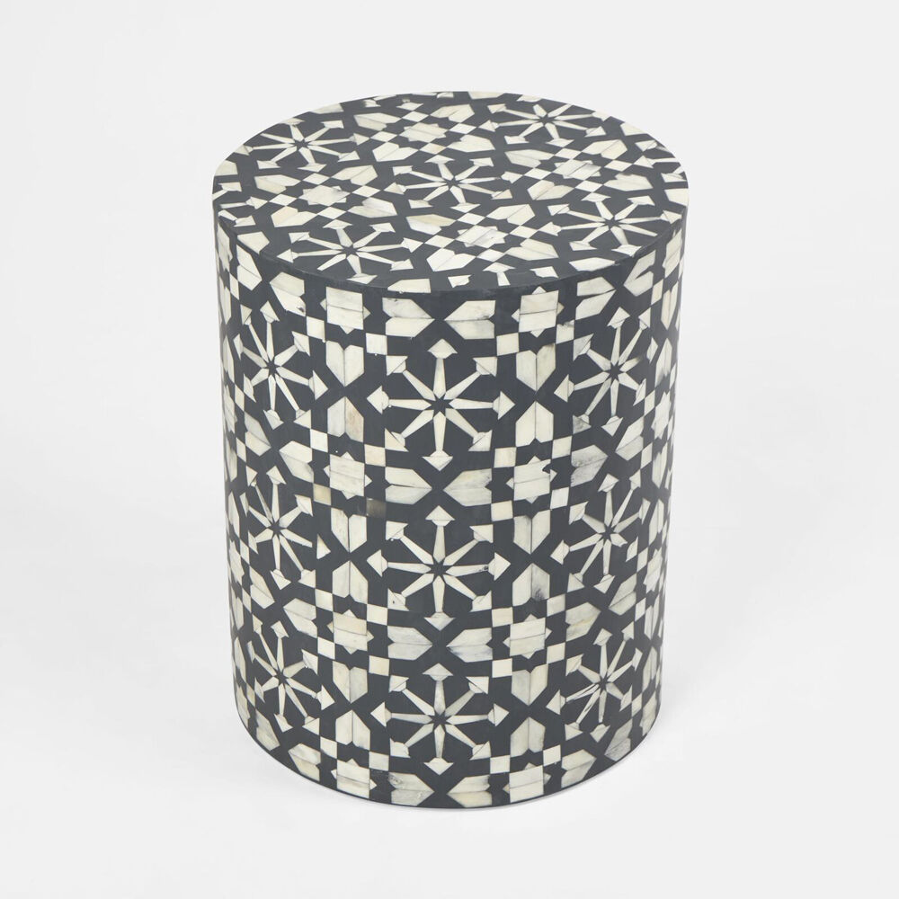Belle Adina Plyboard Bone Inlay Side Table 35x45cm - Grey