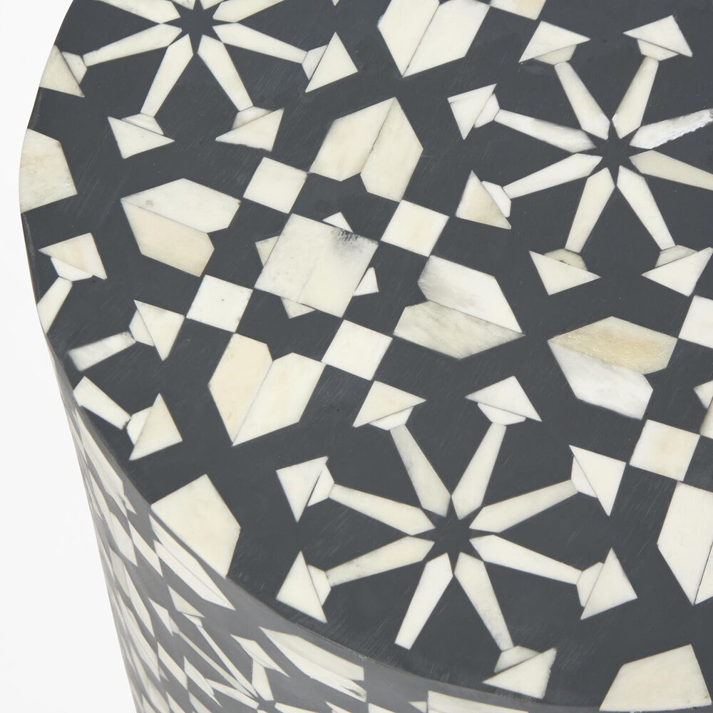 Belle Adina Plyboard Bone Inlay Side Table 35x45cm - Grey