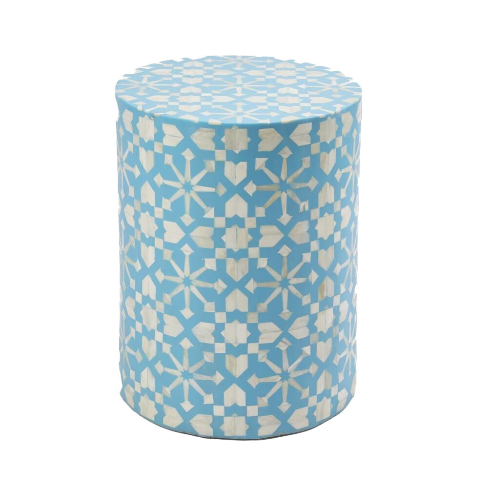 Belle Adina Plyboard Bone Inlay Side Table 35x45cm - Aqua
