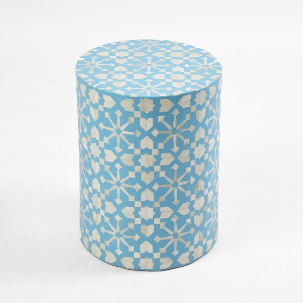 Belle Adina Plyboard Bone Inlay Side Table 35x45cm - Aqua