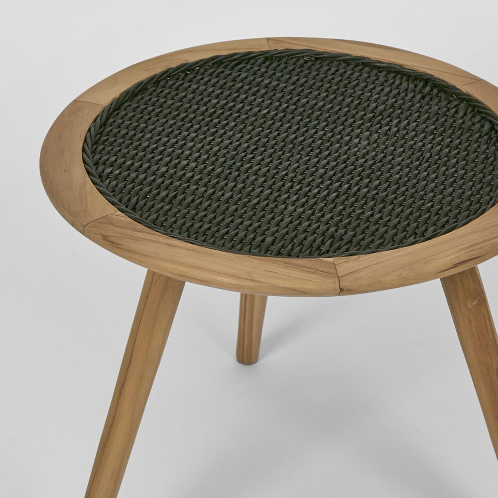 Belle Cove Teak & Synthetis Side Table Outdoor 69x82cm - Black