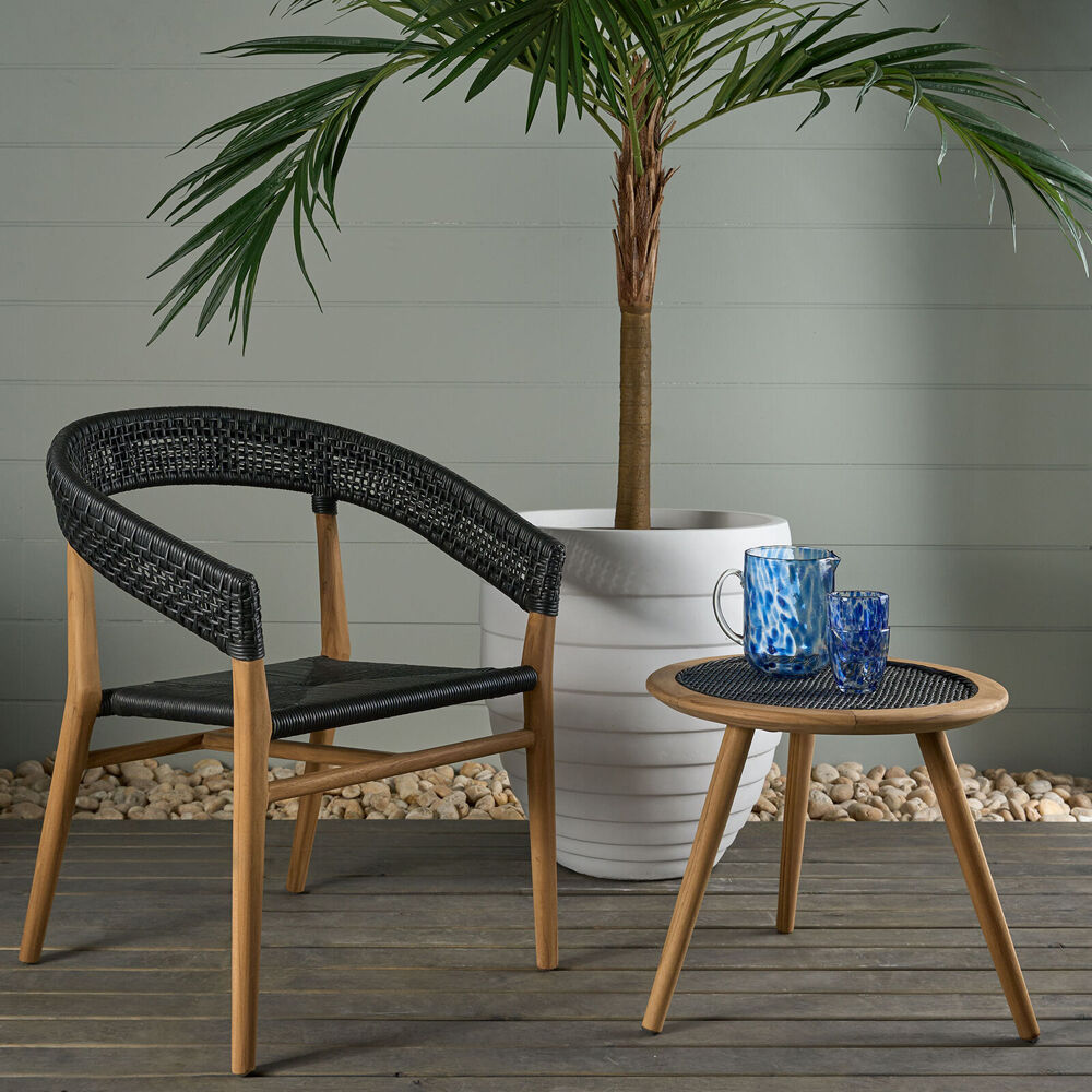 Belle Cove Teak & Synthetis Side Table Outdoor 69x82cm - Black