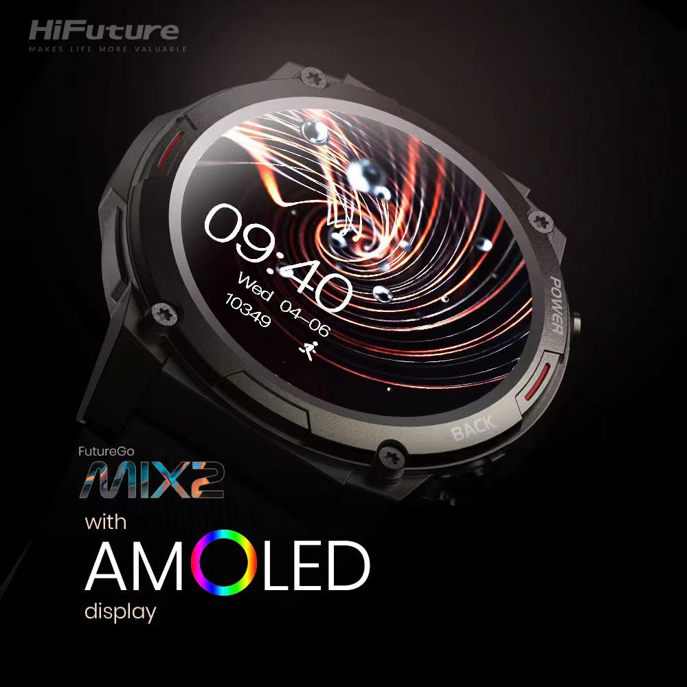 HiFuture FutureGo Mix2 AMOLED Smartwatch For Android-8/iOS-12 Raven Black