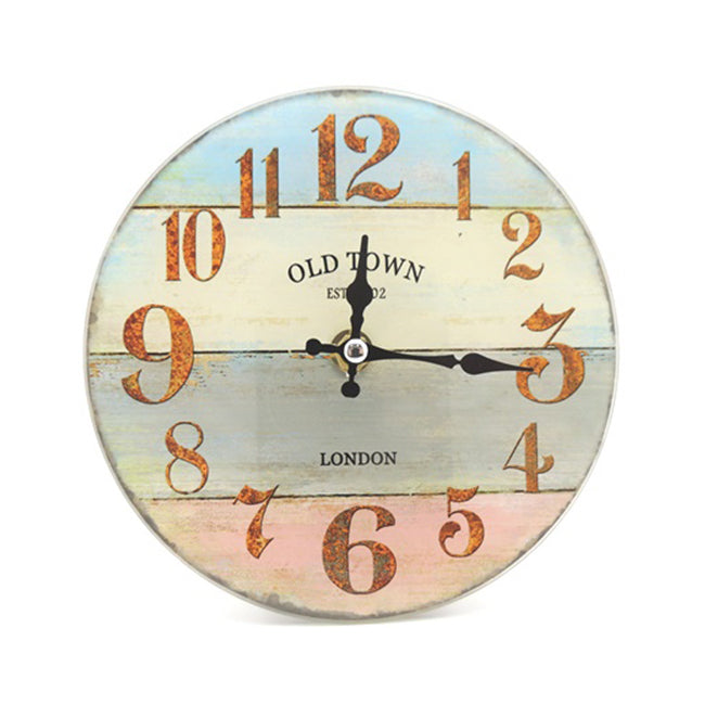 London Old Town Glass Analogue Standing Desk Clock 17cm Round Decor