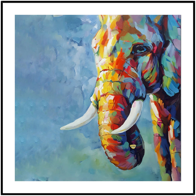Elephant Framed Print Hanging Decor Square 80x80cm Glass/Plastic