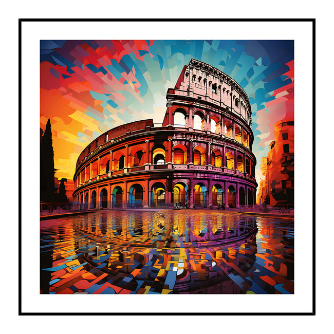 Colosseum Framed Print Wall Hanging Decor Square 80x80cm Glass/Plastic