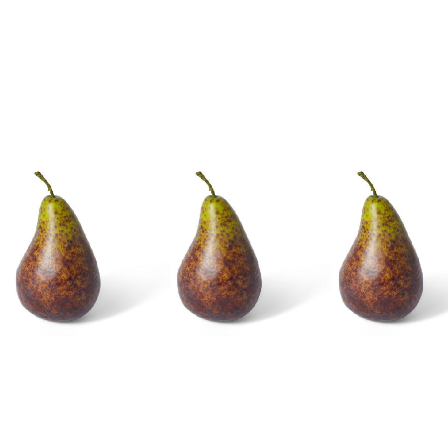 3PK E Style 13cm Plastic Pear Bartlet Fruit Ornament - Brown
