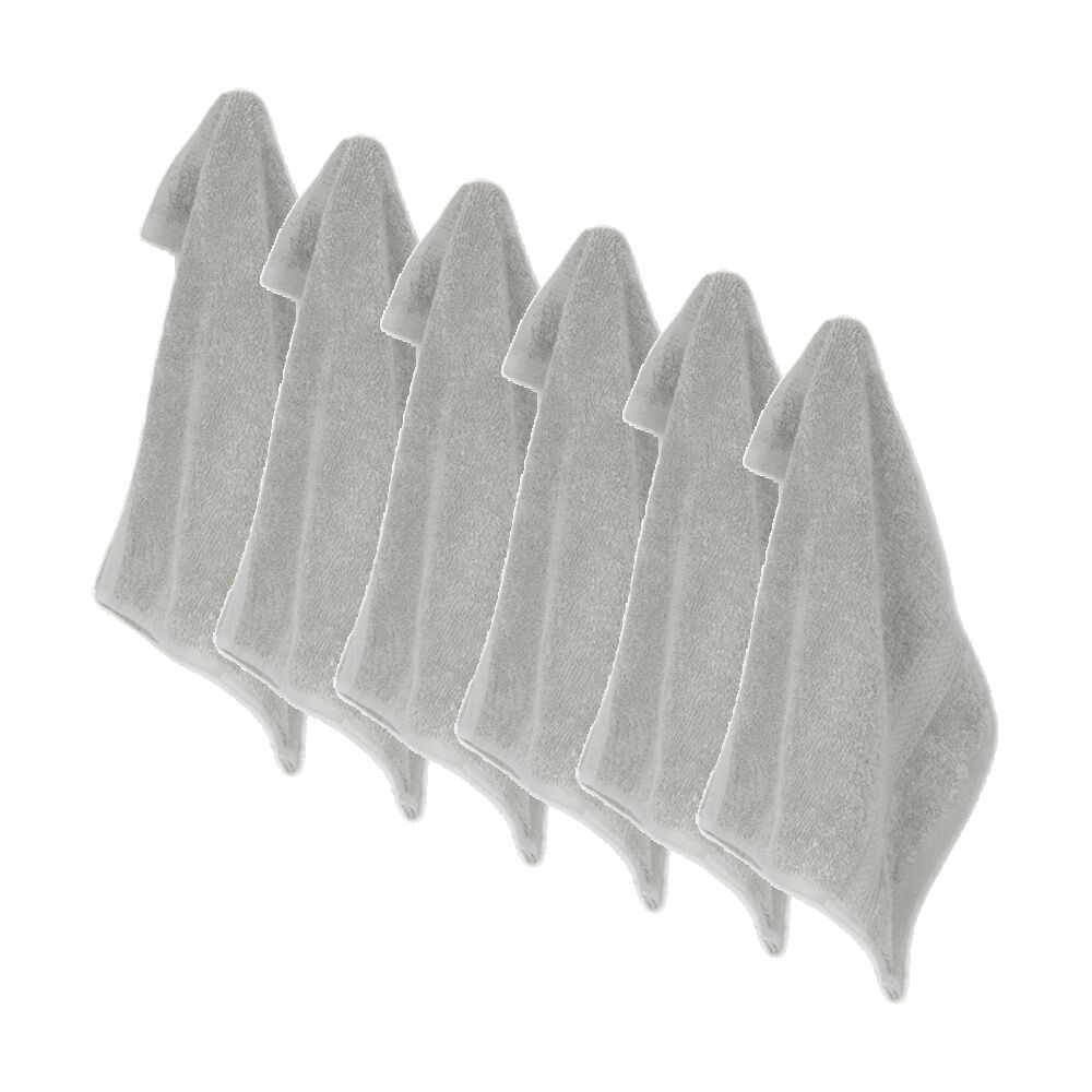6x Ardor St Regis Collection 32cm Cotton Face Washer Towel Soft 600GSM Silver