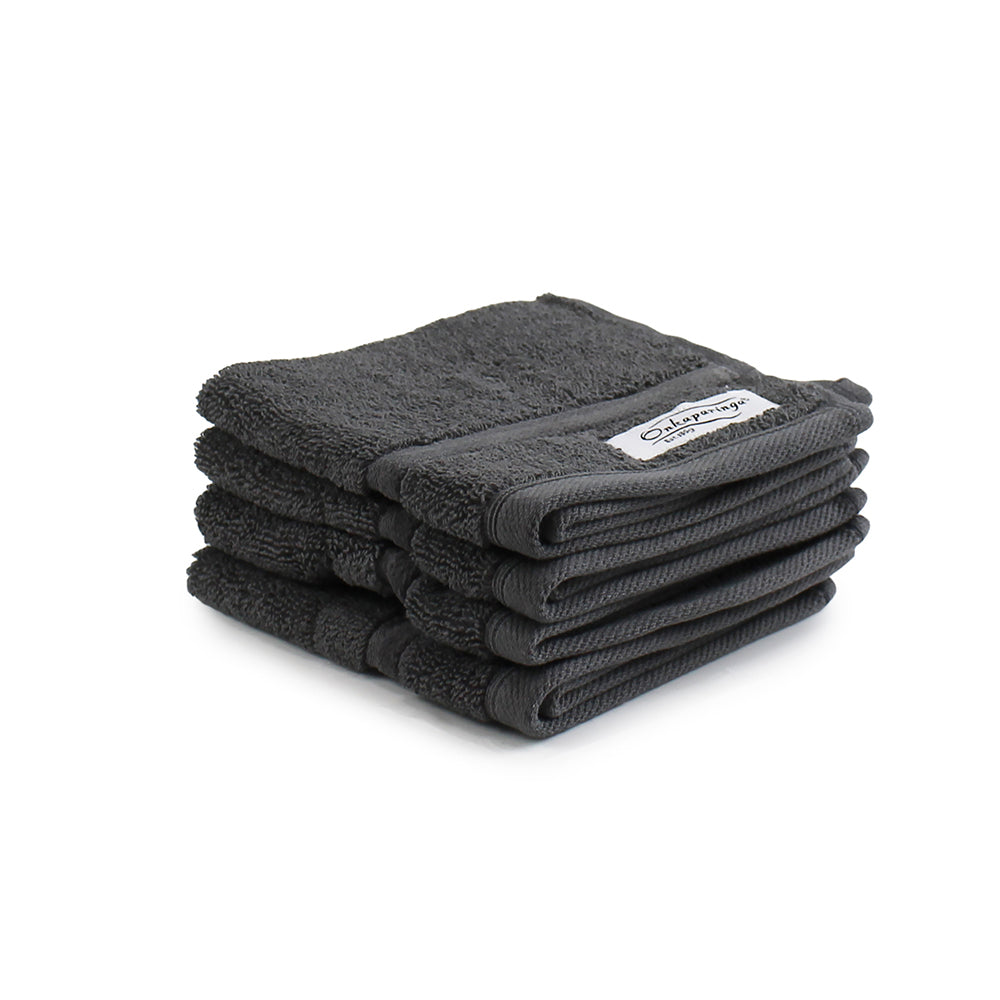 8pc Onkaparinga 30x30cm Flinders Face Washer 600GSM Charcoal