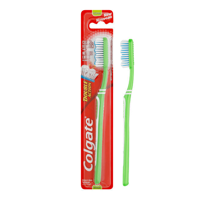 12PK Colgate Double Action Toothbrush Medium Teeth Cleaner