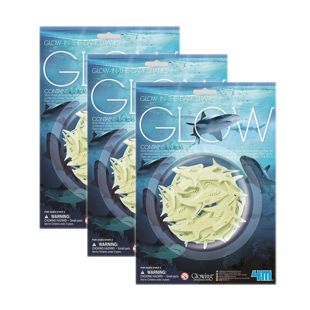 3PK 14pc 4M Glow Sharks Bedroom Decor Kids/Toddler Activity Toy 3y+