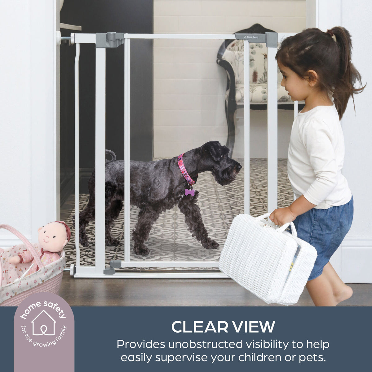 Dreambaby Peek-A-Boo Clear View Security Gate 76cm - White