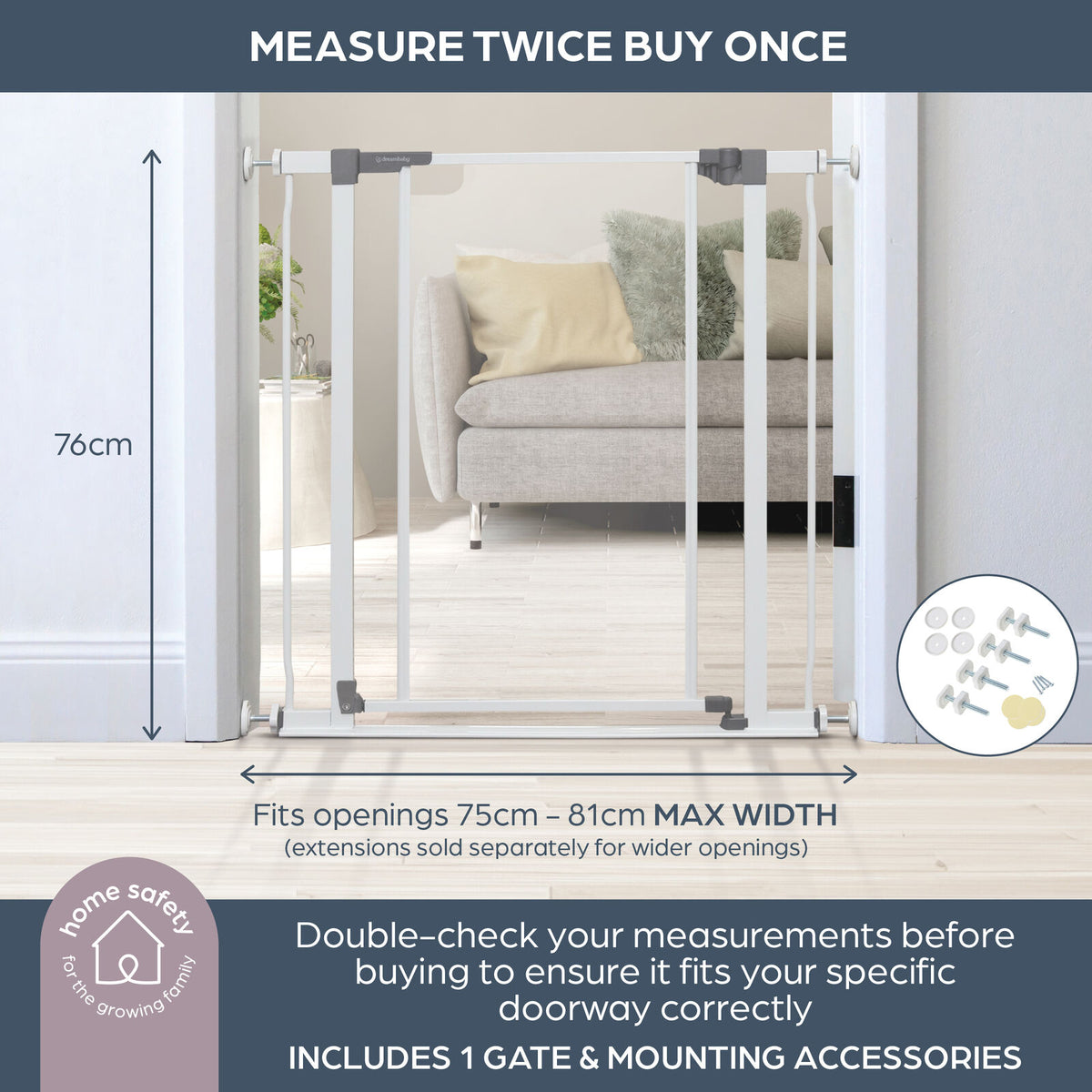 Dreambaby Peek-A-Boo Clear View Security Gate 76cm - White