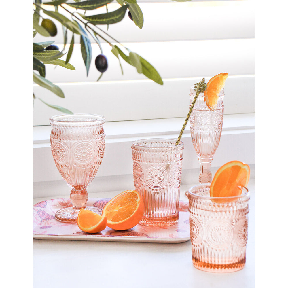4PK LVD Tall Glass 12.5cm Tumbler Water Drinking Cup - Peach