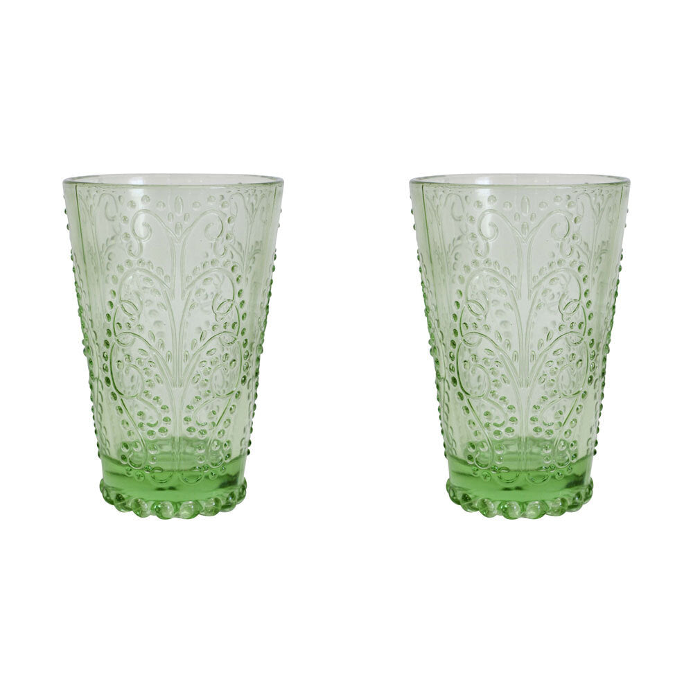 2PK LVD Glass 13cm Water/Juice Drinking Tumbler Cup - Apple Green