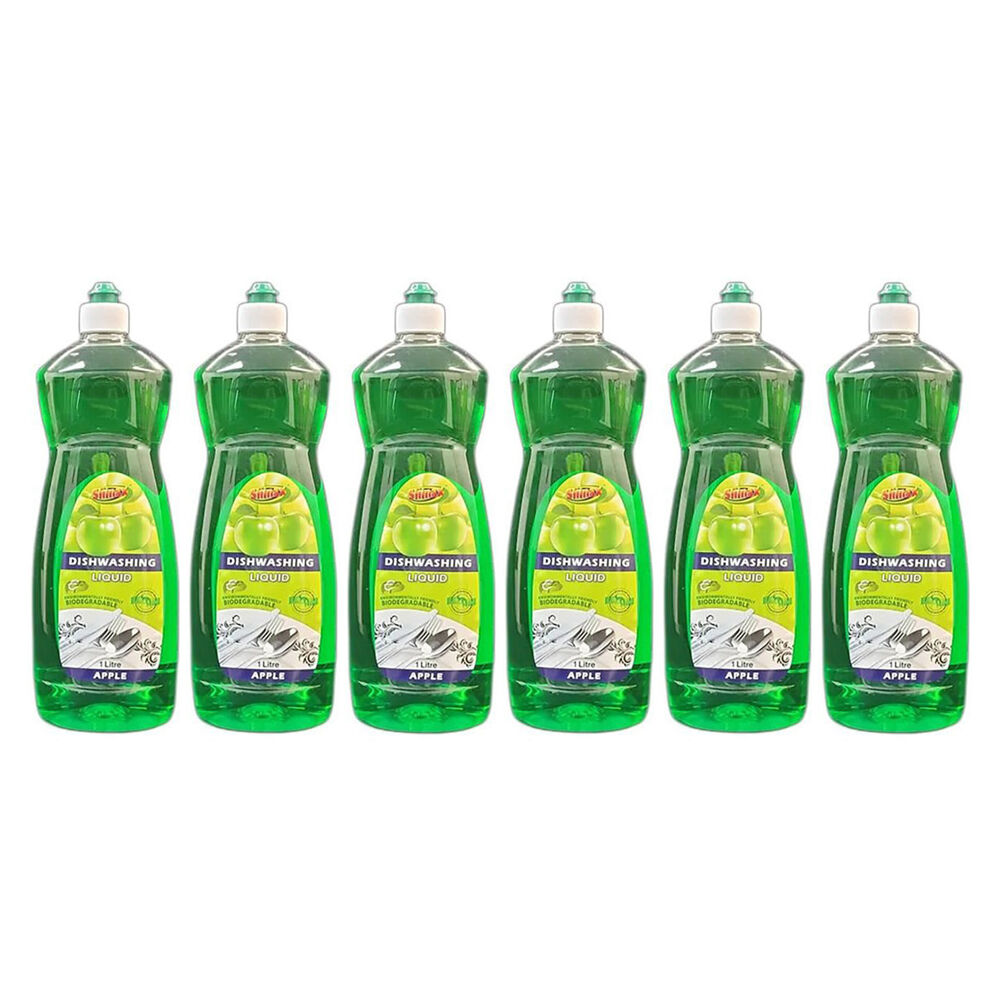 6PK Shinax Scented Dishwashing Liquid Detergent Apple 1L Dish Cleaning Soap