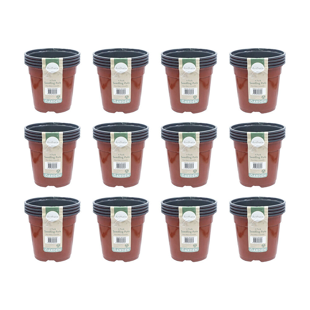 48pc Antheia Green Homewares Soft Plastic Seedling Pot 15x13.5cm - Brown