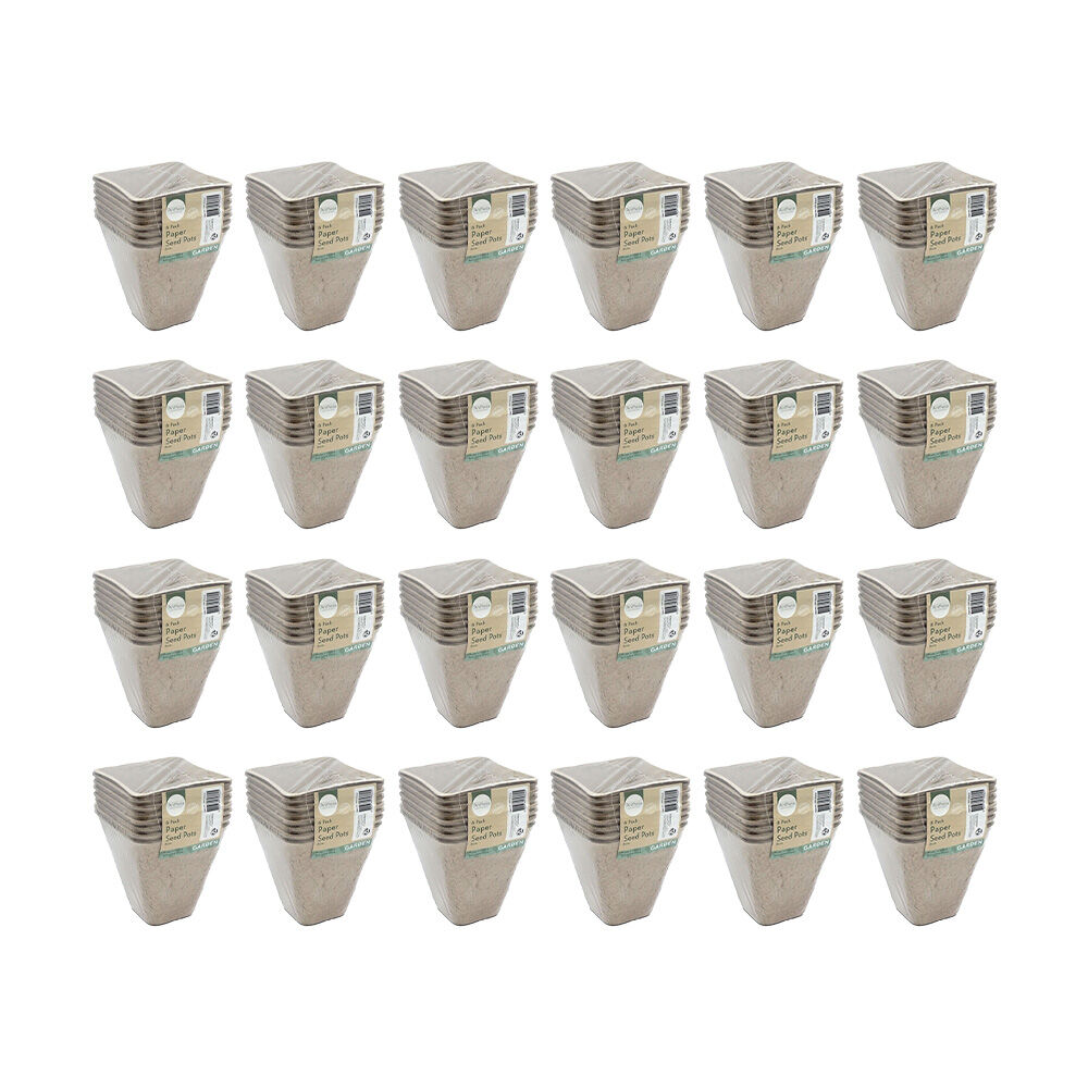 192pc Antheia Green Homewares Eco Square Paper Seed Pot 8cm