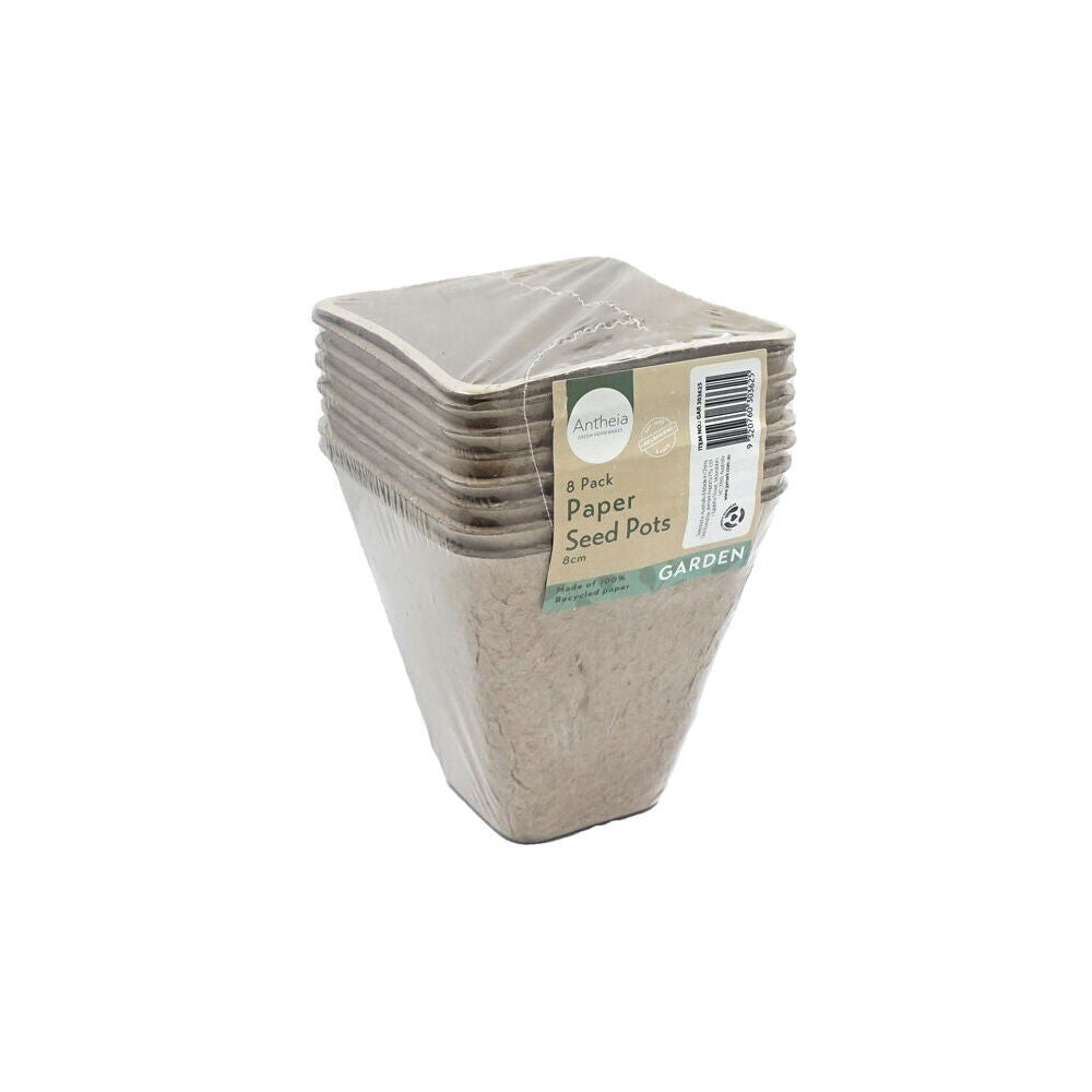192pc Antheia Green Homewares Eco Square Paper Seed Pot 8cm
