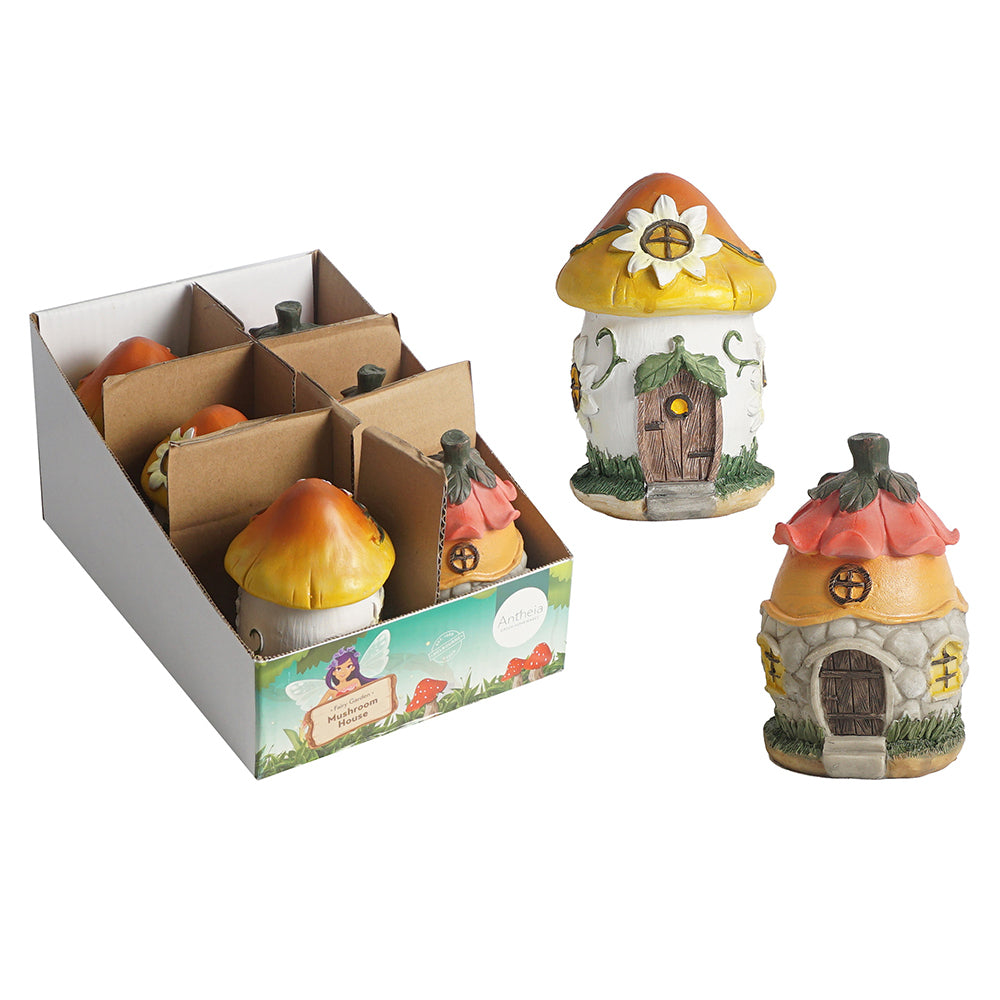 3PK Antheia Green Homewares Fairy Garden Lg Mushroom House Assorted