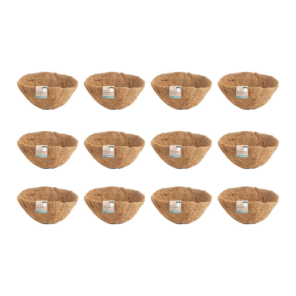 12PK Antheia Green Homewares 25cm Rigid Coconut Fibre Basket Liner Display Box